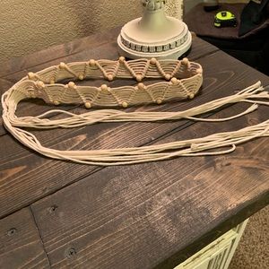 Fabric belt with wooden beads